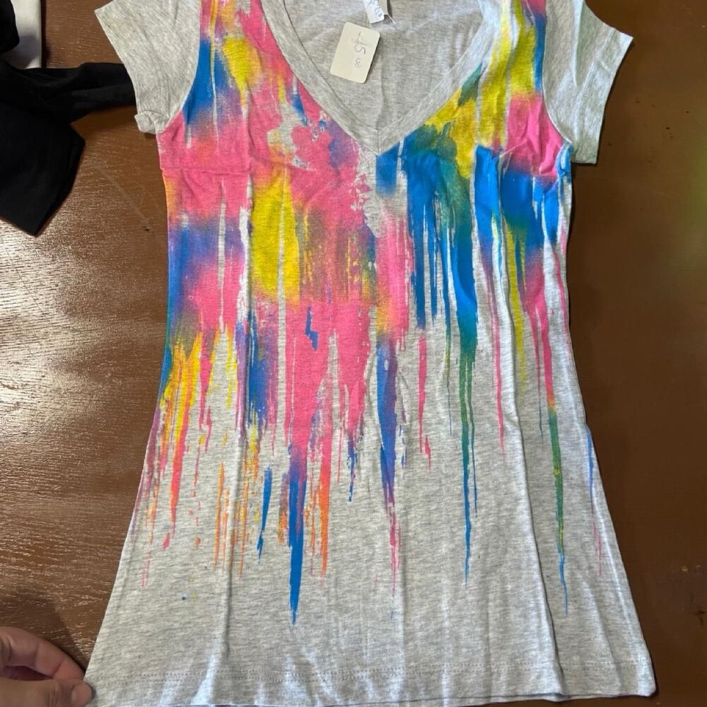 Grey tie-dye T-Shirt V-Neck